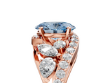 Rose gold Fancy Blue Oval  Diamond Halo Ring with Marquise and Pavé Band in Prong Setting_78