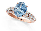 Rose gold Fancy Blue Oval  Diamond Pavé Band Solitaire Ring with Four-Prong Setting_50