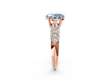 Rose gold Fancy Blue Oval  Diamond Pavé Band Solitaire Ring with Four-Prong Setting_51