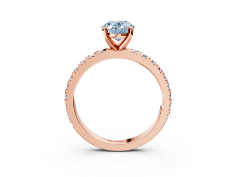 Rose gold Fancy Blue Oval  Diamond Pavé Band Solitaire with Four-Prong Setting_224