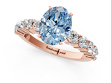 Rose gold Fancy Blue Oval  Diamond Pavé Band Solitaire with Four-Prong Setting_4