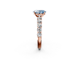 Rose gold Fancy Blue Oval  Diamond Pavé Band Solitaire with Four-Prong Setting_5