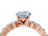 Rose gold Fancy Blue Oval  Diamond Pavé Band Solitaire with Four-Prong Setting_7
