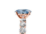 Rose gold Fancy Blue Oval  Diamond Pavé Band Solitaire with Four-Prong Setting_8