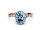 Rose gold Fancy Blue Oval  Diamond Pavé Band with Six-Prong Setting_27