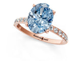 Rose gold Fancy Blue Oval  Diamond Pavé Band with Six-Prong Setting_28