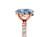 Rose gold Fancy Blue Oval  Diamond Pavé Band with Six-Prong Setting_32