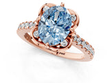 Rose gold Fancy Blue Oval  Diamond Pave Band with Floral Prong Setting_28