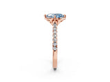 Rose gold Fancy Blue Oval  Diamond Pave Band with Floral Prong Setting_29