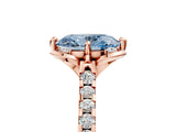 Rose gold Fancy Blue Oval  Diamond Pave Band with Floral Prong Setting_32