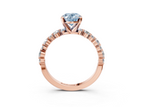 Rose gold Fancy Blue Oval  Diamond Prong Set Engagement Ring with Pave Band_190