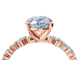 Rose gold Fancy Blue Oval  Diamond Prong Set Engagement Ring with Pave Band_191