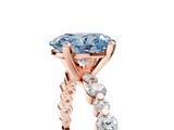 Rose gold Fancy Blue Oval  Diamond Prong Set Engagement Ring with Pave Band_192