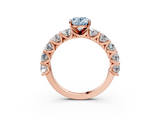 Rose gold Fancy Blue Oval  Diamond Prong Setting with Side Stones on a Pave Band_145