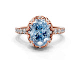 Rose gold Fancy Blue Oval  Diamond Solitaire Ring with Shared Prong Pavé Band_54