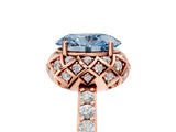 Rose gold Fancy Blue Oval  Diamond Solitaire Ring with Shared Prong Pavé Band_59