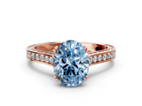 Rose gold Fancy Blue Oval  Diamond Solitaire with Pave Band and Six-Prong Setting_20