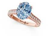 Rose gold Fancy Blue Oval  Diamond Solitaire with Pave Band and Six-Prong Setting_21