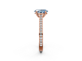 Rose gold Fancy Blue Oval  Diamond Solitaire with Pave Band and Six-Prong Setting_22