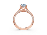 Rose gold Fancy Blue Oval  Diamond Solitaire with Pave Band and Six-Prong Setting_23