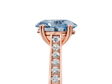 Rose gold Fancy Blue Oval  Diamond Solitaire with Pave Band and Six-Prong Setting_25