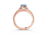 Rose gold Fancy Blue Oval  Diamond Three-Stone Pave Band with Four-Prong Setting_23