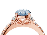 Rose gold Fancy Blue Oval  Diamond Three-Stone Pave Band with Four-Prong Setting_24