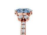 Rose gold Fancy Blue Oval  Diamond Three-Stone Pave Band with Four-Prong Setting_25