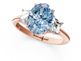 Rose gold Fancy Blue Oval  Diamond Three-Stone Ring with Trapezoid Side Stones and Prong Setting_18