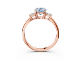 Rose gold Fancy Blue Oval  Diamond Three-Stone Ring with Trapezoid Side Stones and Prong Setting_20