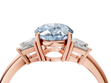 Rose gold Fancy Blue Oval  Diamond Three-Stone Ring with Trapezoid Side Stones and Prong Setting_21