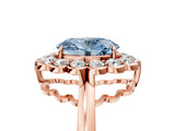 Rose gold Fancy Blue Oval  Halo Cluster Diamond Engagement Ring with Solitaire Band and Prong Setting_70