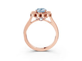 Rose gold Fancy Blue Oval  Halo Diamond Cluster Engagement Ring with Milgrain Bezel Setting and Solitaire Band_29