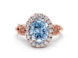 Rose gold Fancy Blue Oval  Halo Diamond Engagement Ring with Filigree Band and Four-Prong Setting_93