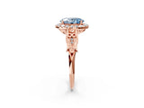 Rose gold Fancy Blue Oval  Halo Diamond Engagement Ring with Filigree Band and Four-Prong Setting_95