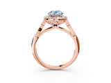 Rose gold Fancy Blue Oval  Halo Diamond Engagement Ring with Filigree Band and Four-Prong Setting_96