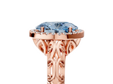 Rose gold Fancy Blue Oval  Halo Diamond Engagement Ring with Intricate Filigree Band and Four-Prong Setting_42