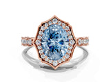 Rose gold Fancy Blue Oval  Halo Diamond Engagement Ring with Milgrain Band and Four-Prong Setting_54
