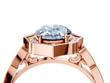 Rose gold Fancy Blue Oval  Halo Diamond Engagement Ring with Milgrain Band and Four-Prong Setting_58