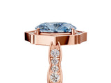 Rose gold Fancy Blue Oval  Halo Diamond Engagement Ring with Milgrain Band and Four-Prong Setting_59