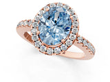 Rose gold Fancy Blue Oval  Halo Diamond Engagement Ring with Pavé Band and Four-Prong Setting_100