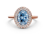 Rose gold Fancy Blue Oval  Halo Diamond Engagement Ring with Solitaire Band and Four-Prong Setting_20