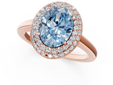 Rose gold Fancy Blue Oval  Halo Diamond Engagement Ring with Solitaire Band and Four-Prong Setting_21