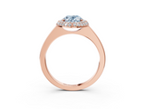 Rose gold Fancy Blue Oval  Halo Diamond Engagement Ring with Solitaire Band and Four-Prong Setting_23