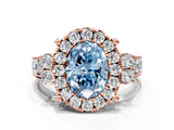 Rose gold Fancy Blue Oval  Halo Diamond Engagement Ring with Split Shank and Four-Prong Setting_43