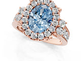 Rose gold Fancy Blue Oval  Halo Diamond Engagement Ring with Split Shank and Four-Prong Setting_44