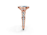 Rose gold Fancy Blue Oval  Halo Diamond Engagement Ring with Split Shank and Four-Prong Setting_45