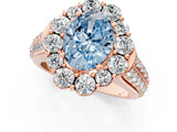 Rose gold Fancy Blue Oval  Halo Diamond Engagement Ring with Split Shank and Prong Setting_67