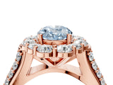 Rose gold Fancy Blue Oval  Halo Diamond Engagement Ring with Split Shank and Prong Setting_70