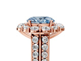 Rose gold Fancy Blue Oval  Halo Diamond Engagement Ring with Split Shank and Prong Setting_71